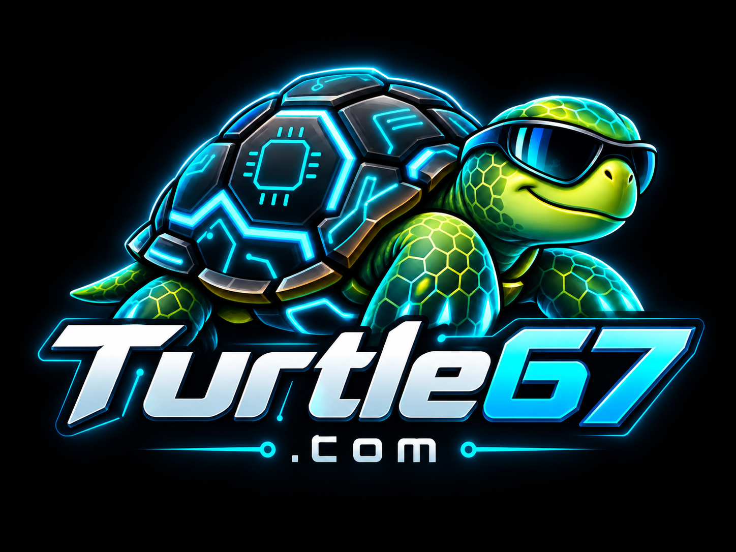 הצב של Turtle67, עם שריון טכנולוגי מואר בטורקיז ומשקפי שמש
